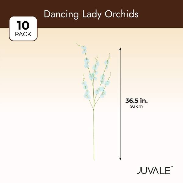 10 Pack Silk Dancing Lady Orchids, 36.5" Long Stem Artificial Butterfly